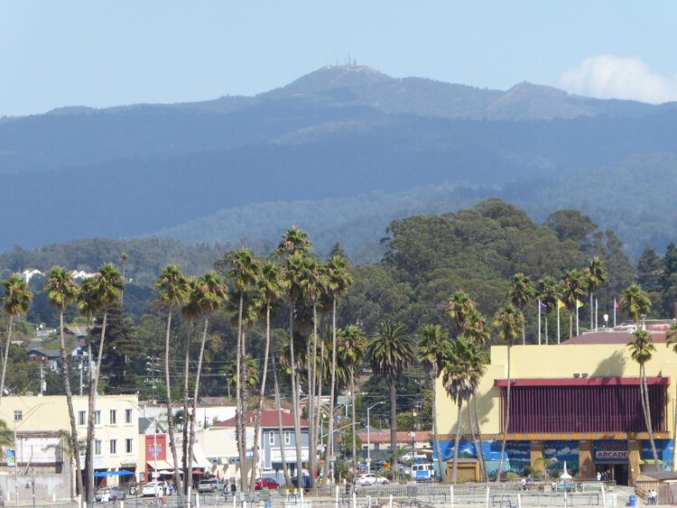 Telephoto view of Loma Prieta from West Cliff Drive. 