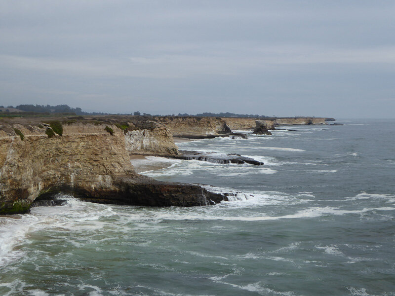 Jagged coastline of Pacific Ocean north of Santa Cruz
