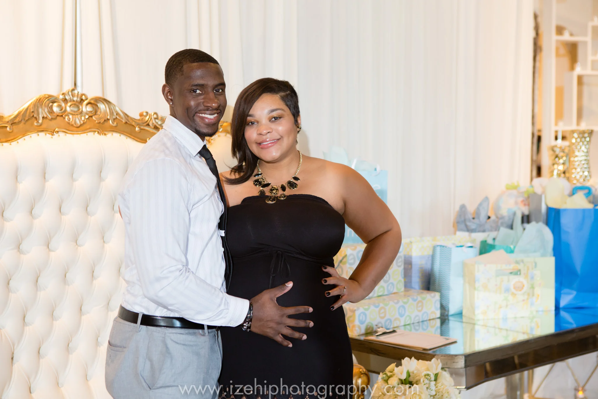 A chic blue and gold baby shower in Dallas