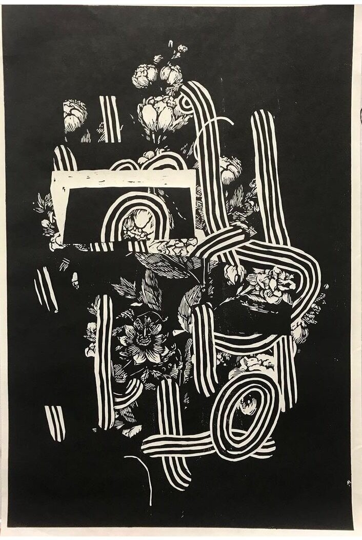 Untitled  Relief print on washi paper  2017  24in x 36in 