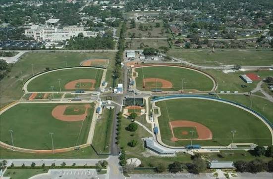 Aerial view of the baseball field