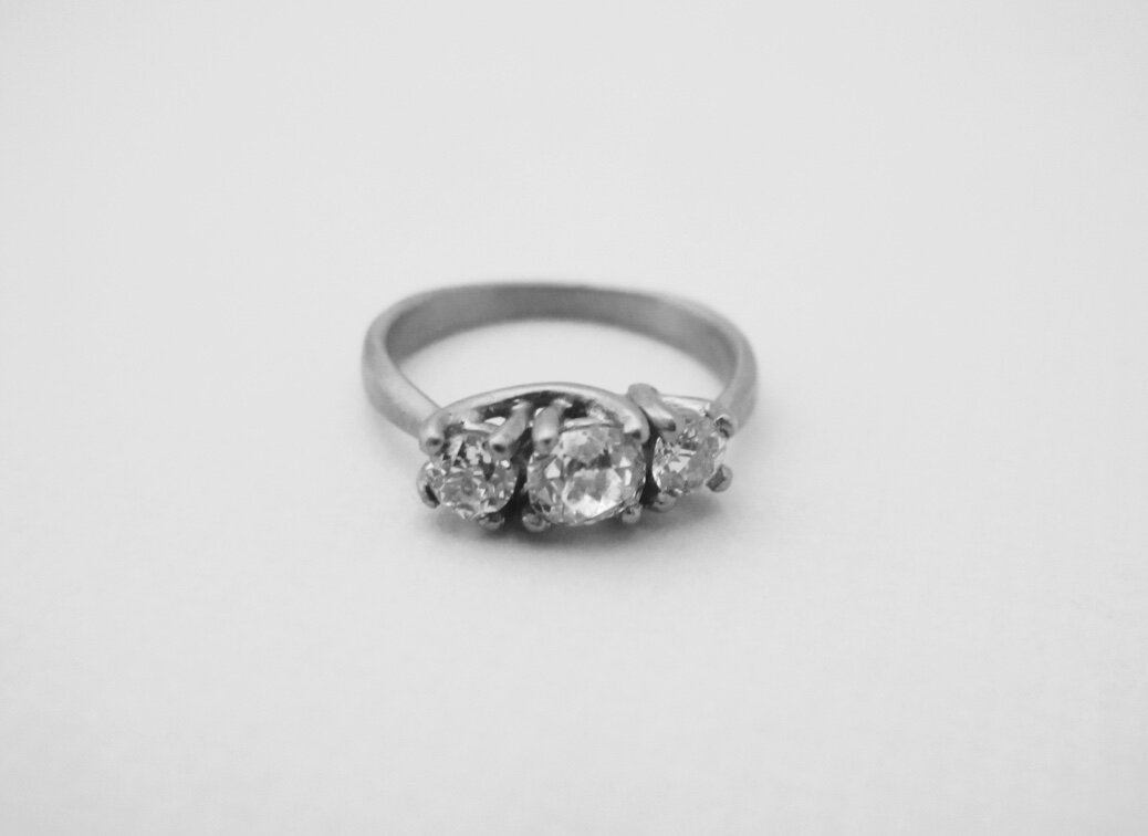 14 karat white gold (reclaimed) and heirloom diamonds. Hand fabricated.