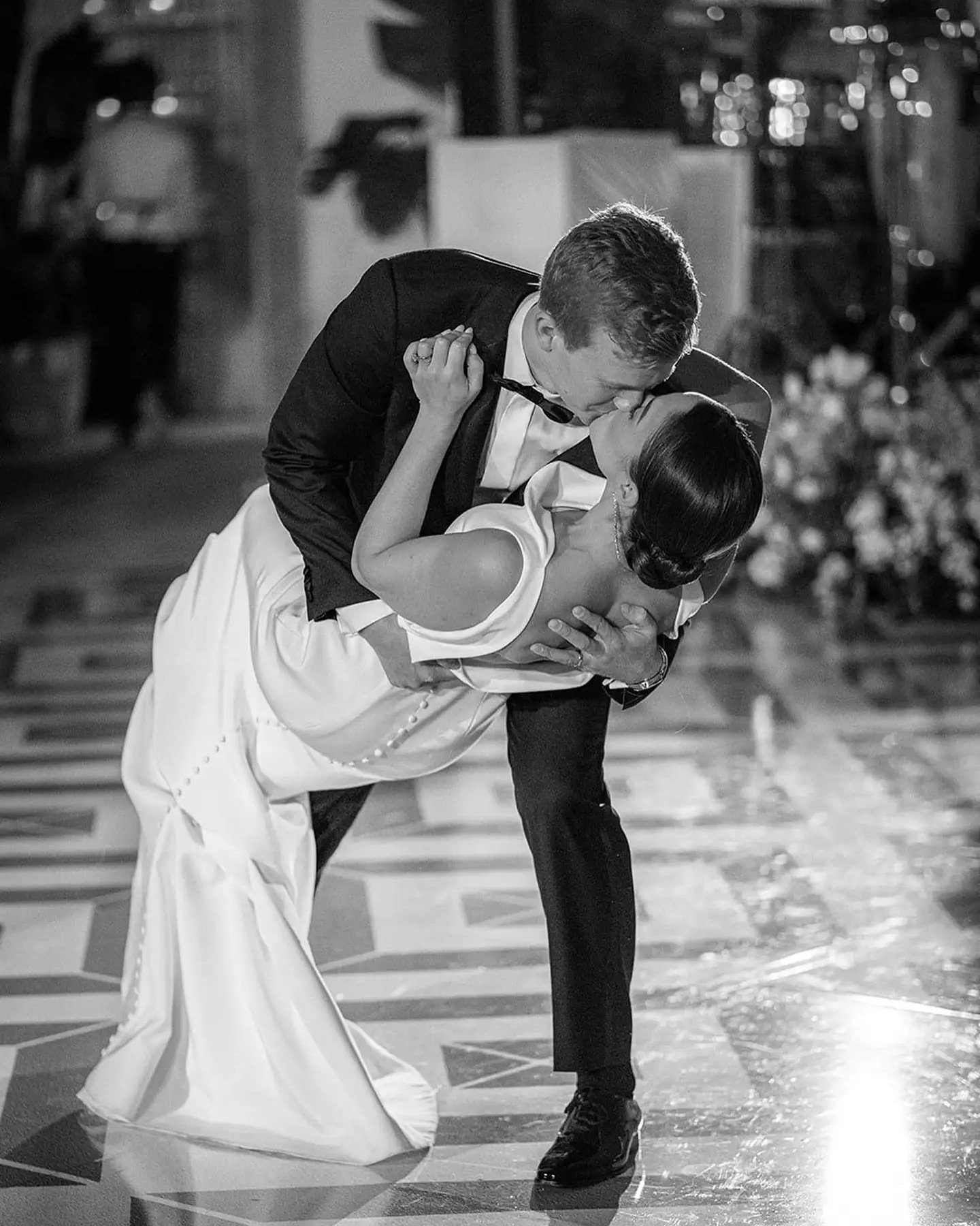 IN THE NEWS 🥂 Romona Keveža Collection Bride, Melanie @melmosk looks stunning in @romonakevezacollection minimalist silk crepe gown featuring a cowl-neckline and back for her #luxury Palm Beach Wedding at the Four Seasons Resort as featured on @insi