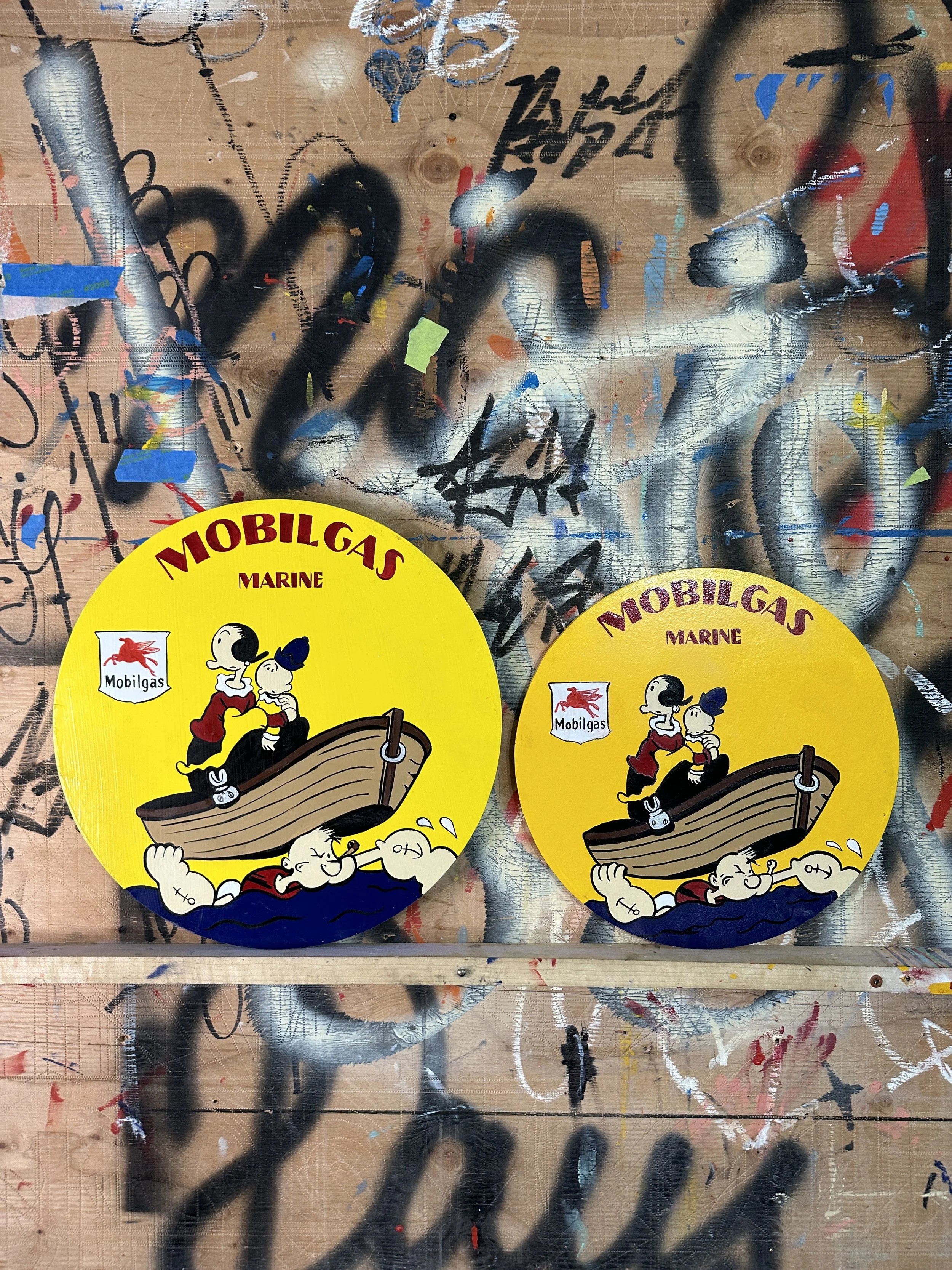 Popeye Mobil Gas Repro Signs