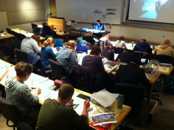 SCASLA HAS HELD GRAPHICS WORKSHOPS FOR THE LAST COUPLE YEARS EVERY SPRING TAUGHT BY DELL HATCH. THESE WORKSHOPS ALLOW STUDENTS TO GAIN ADDITIONAL HAND GRAPHICS EXPERIENCE TAUGHT BY A TALENTED REGIONAL PROFESSIONAL.