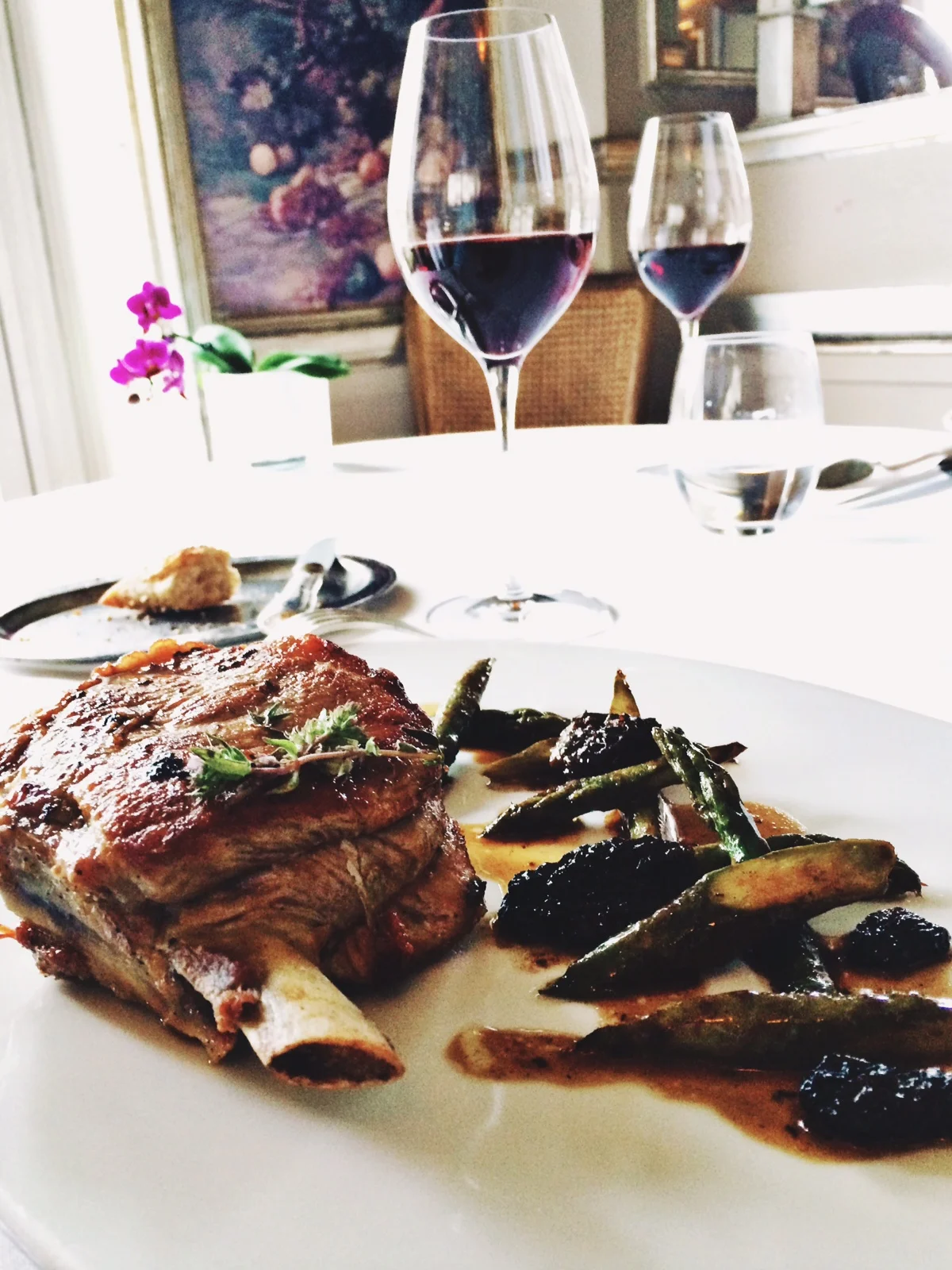 Veal for my main course paired with red wine from Bourgogne . It was pretty good but I expected way more from the restaurant.