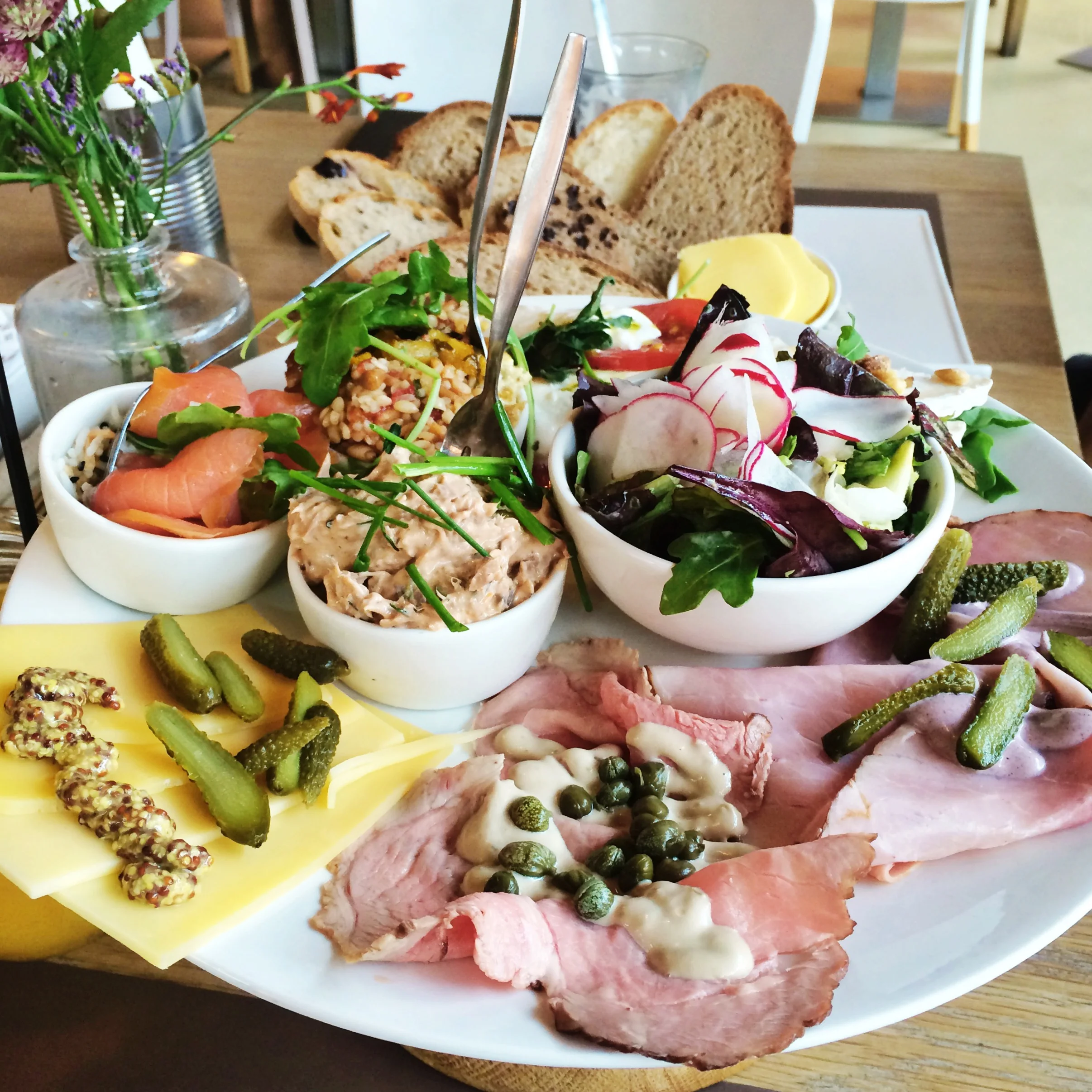 If I remember correctly, this is their Savory Platter. I particularly like the smoked salmon. However, we personally find this a little too much for 2 people.