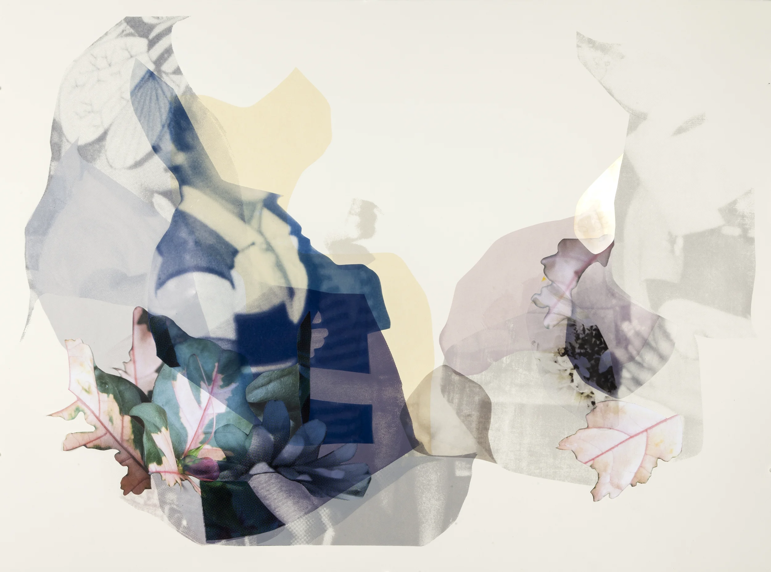 Bee Pile #2 , 2015. Screen print with collage, unique. 22 x 30 in.