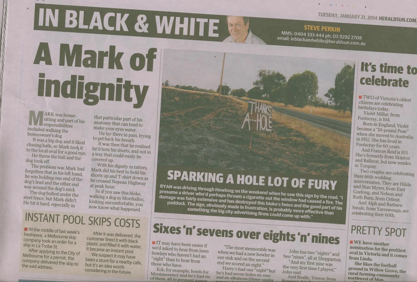 Melbourne Herald Sun January 21 2014
