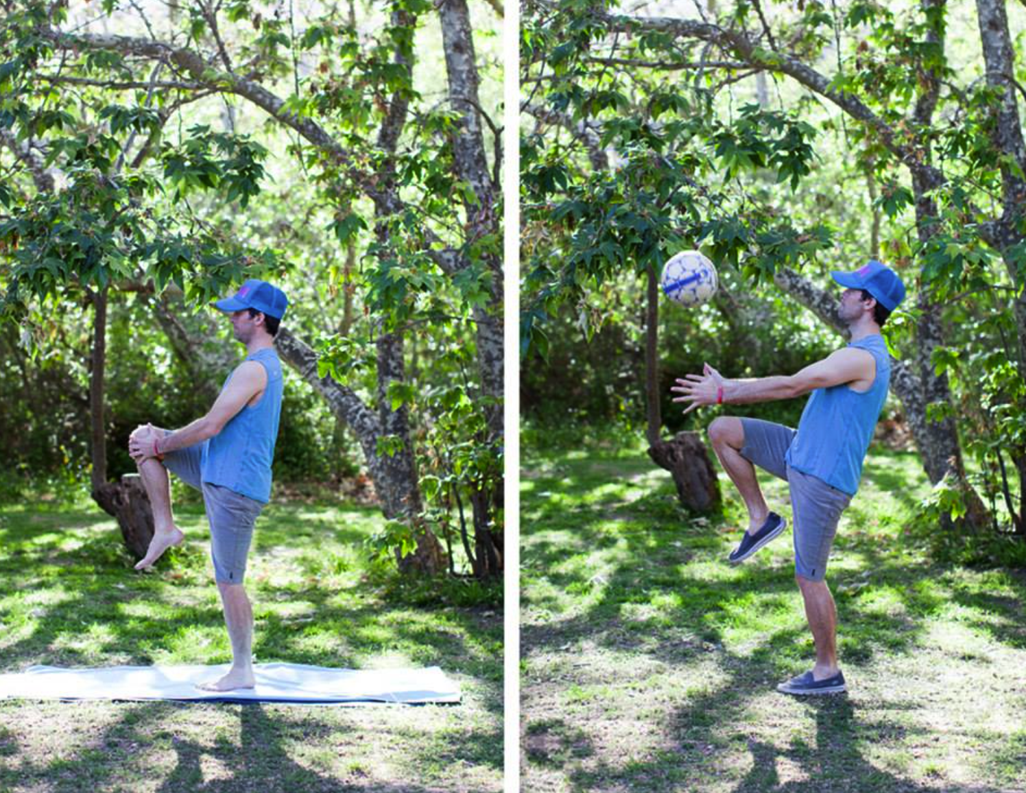 On your way to this knee extension, there's time for a pick up game.