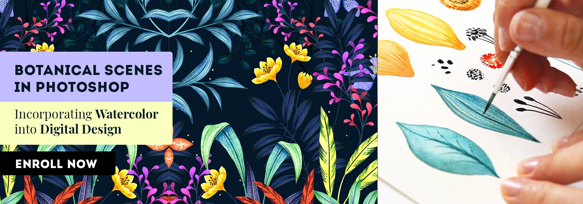 Skillshare Class - Botanical Scenes in Photoshop: Incorporating Watercolor into Digital Design
