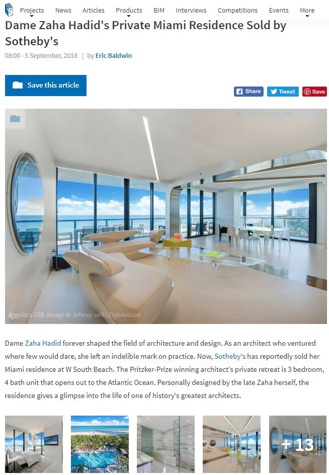 Dame Zaha Hadid's Private Miami Residence