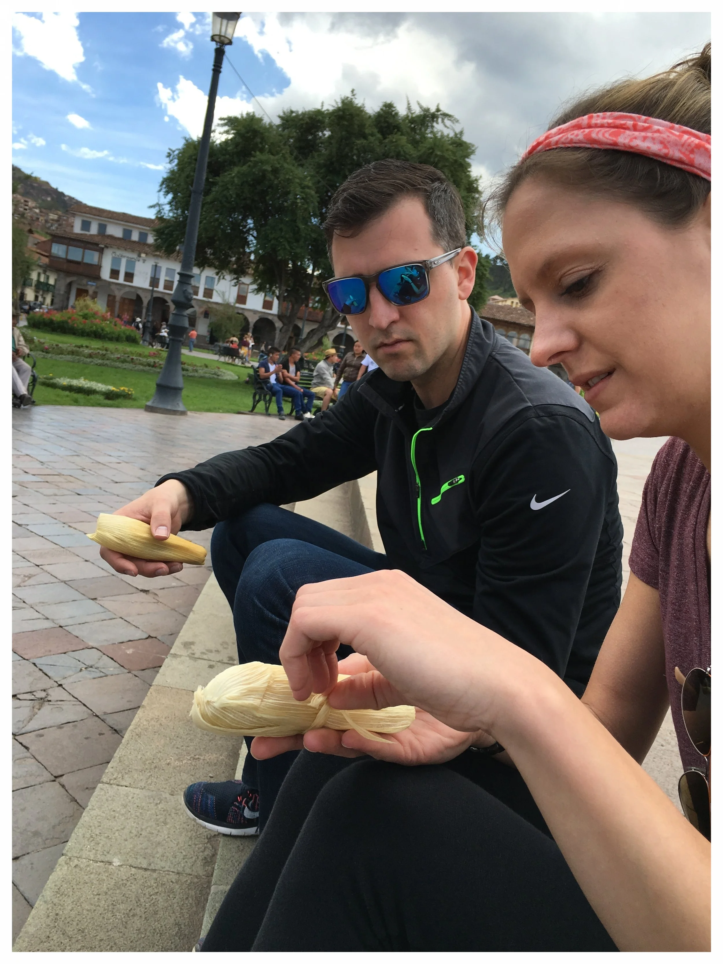 Sharing Tamales in Cusco