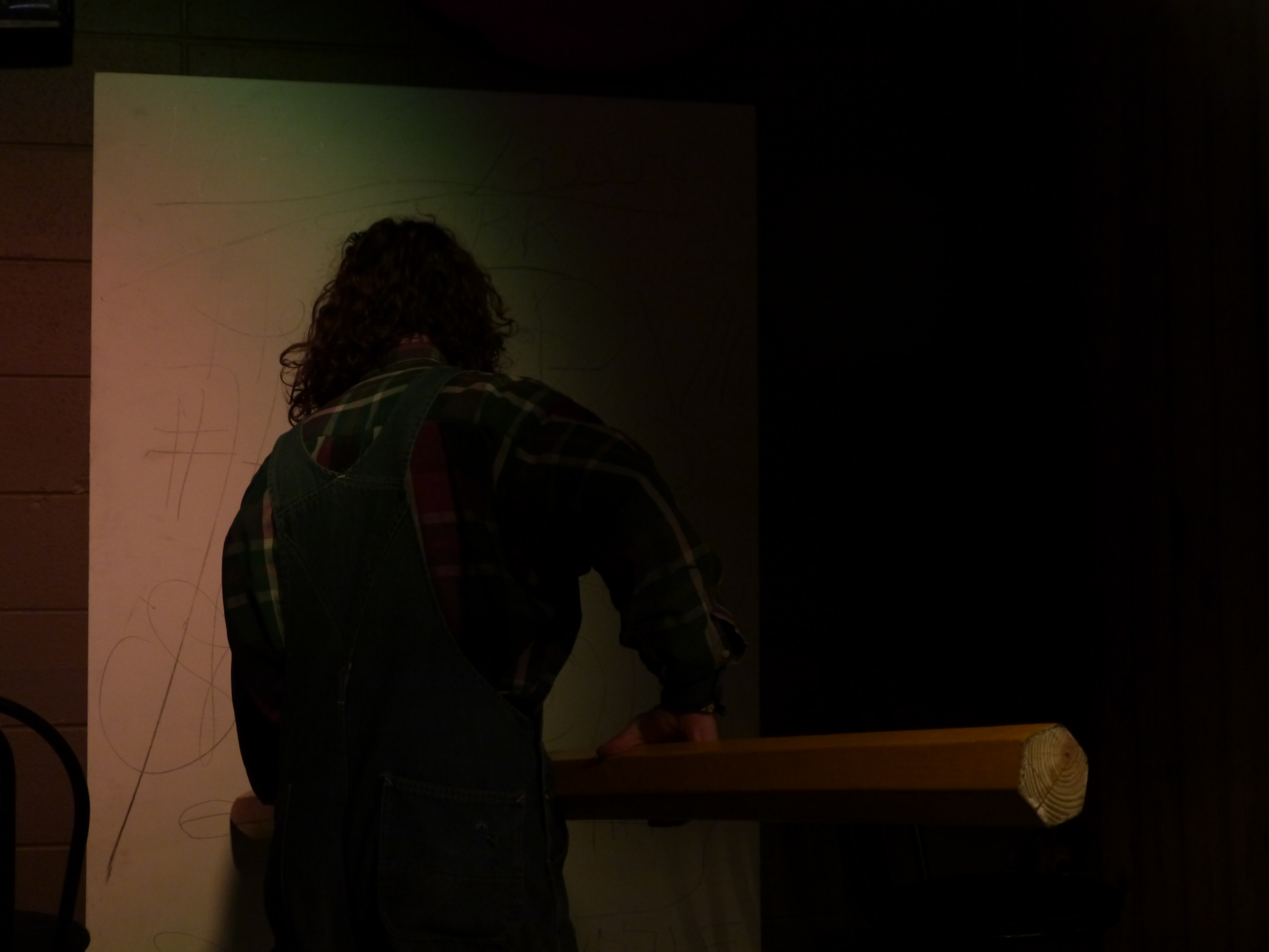 Hal Boerner, leaving his mark with a huge pencil and paper.