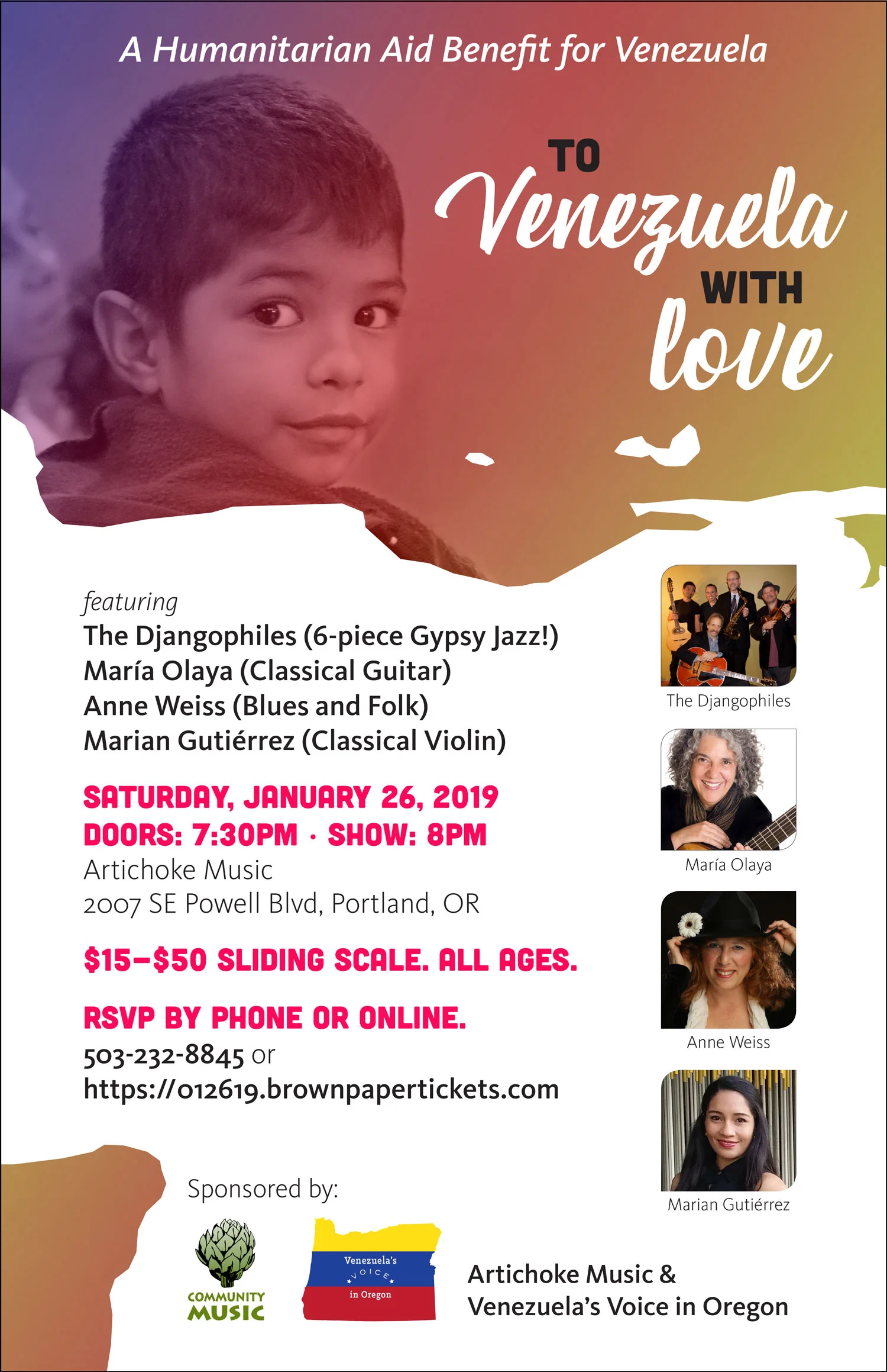 Venezuela's Voice in Oregon concert poster