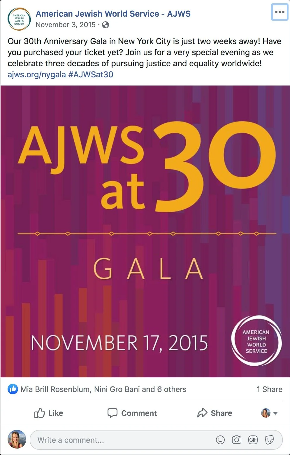30th Anniversary Gala, social media graphic
