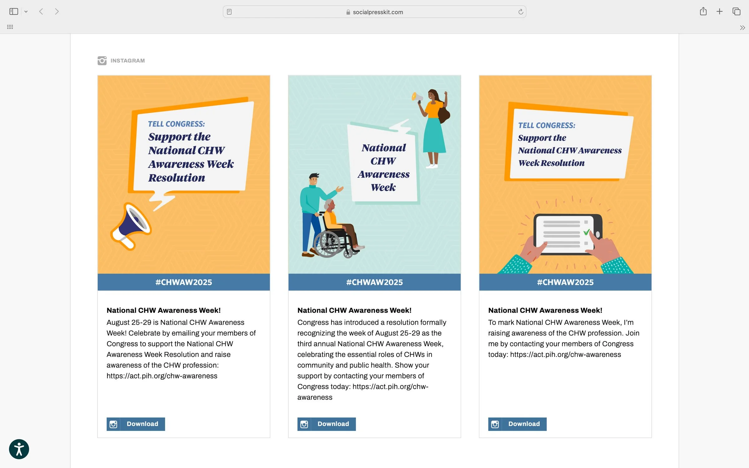 Social press kit for CHW Advocacy