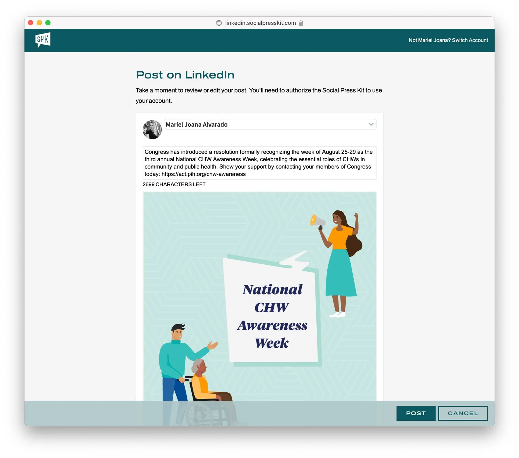 Social press kit for CHW Advocacy