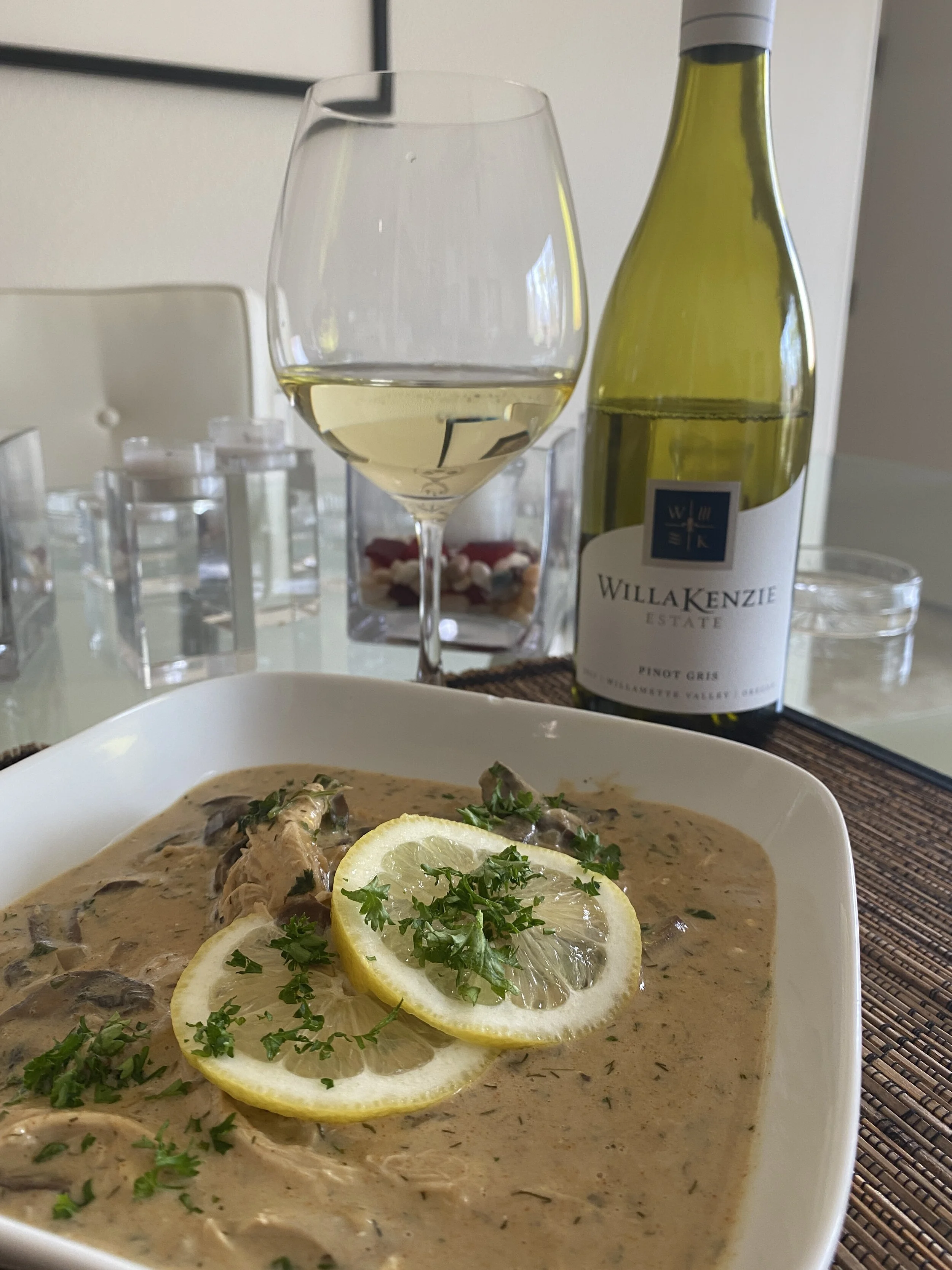 HUNGARIAN MUSHROOM SOUP WITH ROASTED CHICKEN