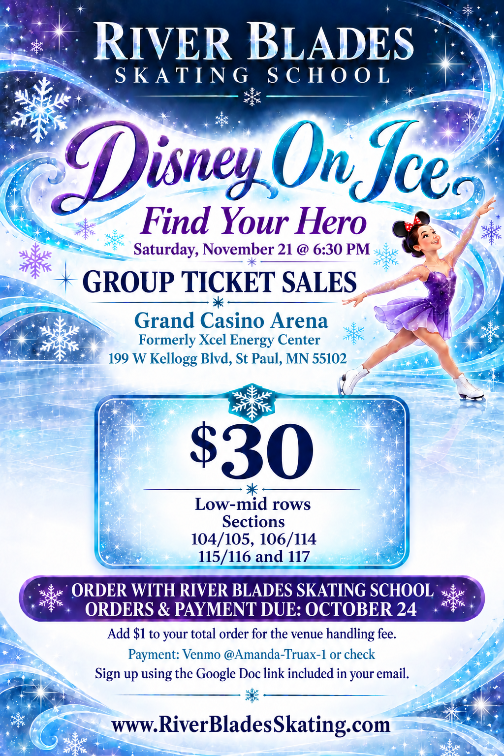 River Blades Skating School Disney on Ice-Find Your Hero Group Discount Tickets 