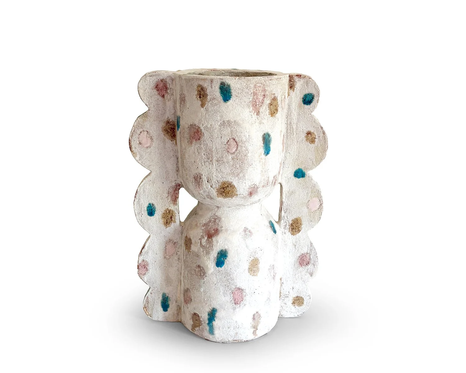 Polka Dot Slab Vase, 12” x 8” x 5”, earthenware, glaze $1200 - Available