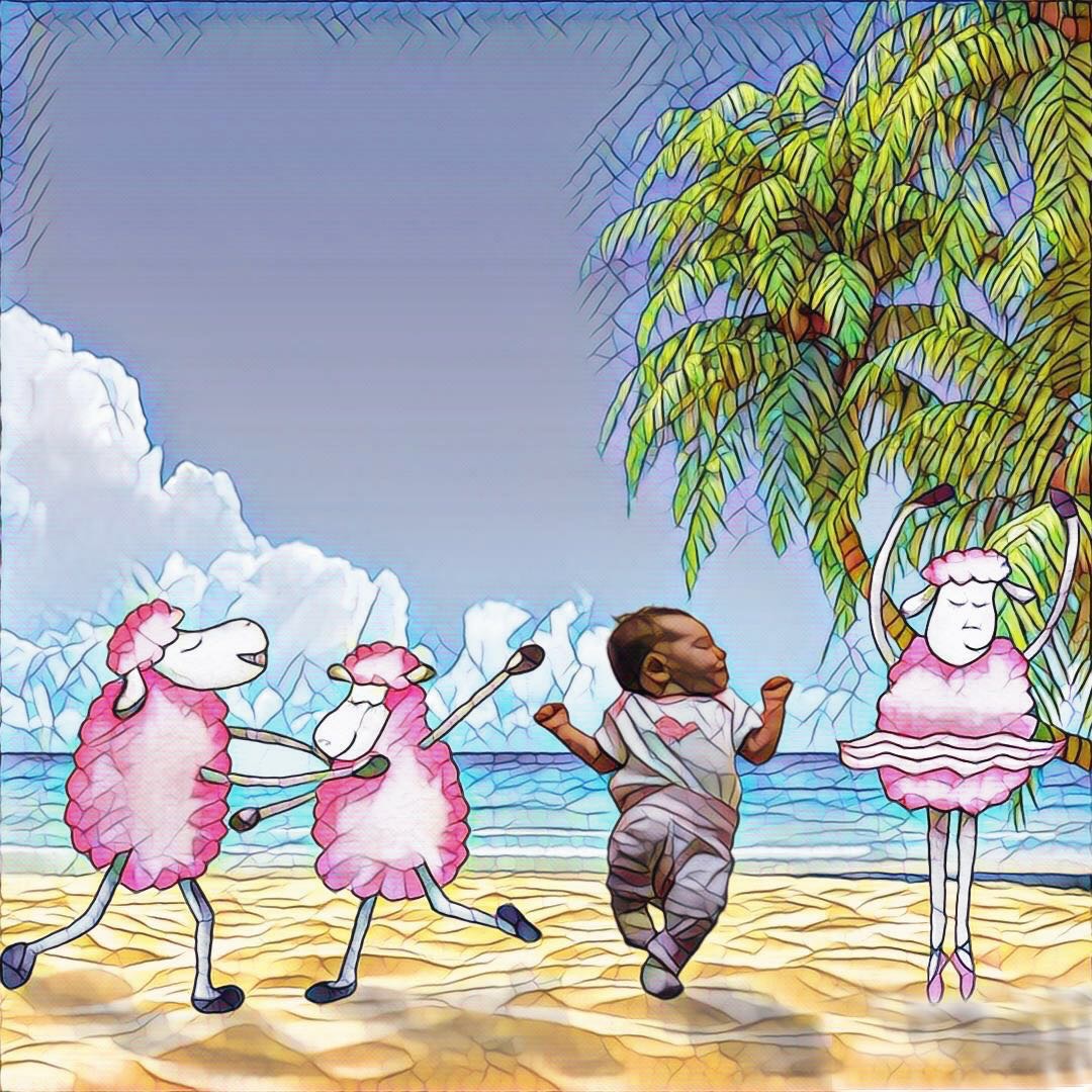 Dancing with pink dancing sheep on the beaches of Kokomo (obviously)
