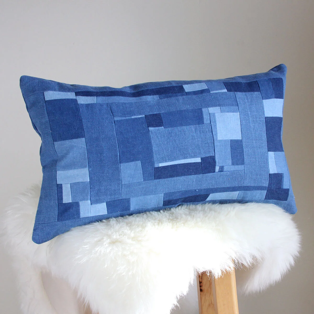 Indigo Patchwork Pillow (Rectangle) — Salt + Still