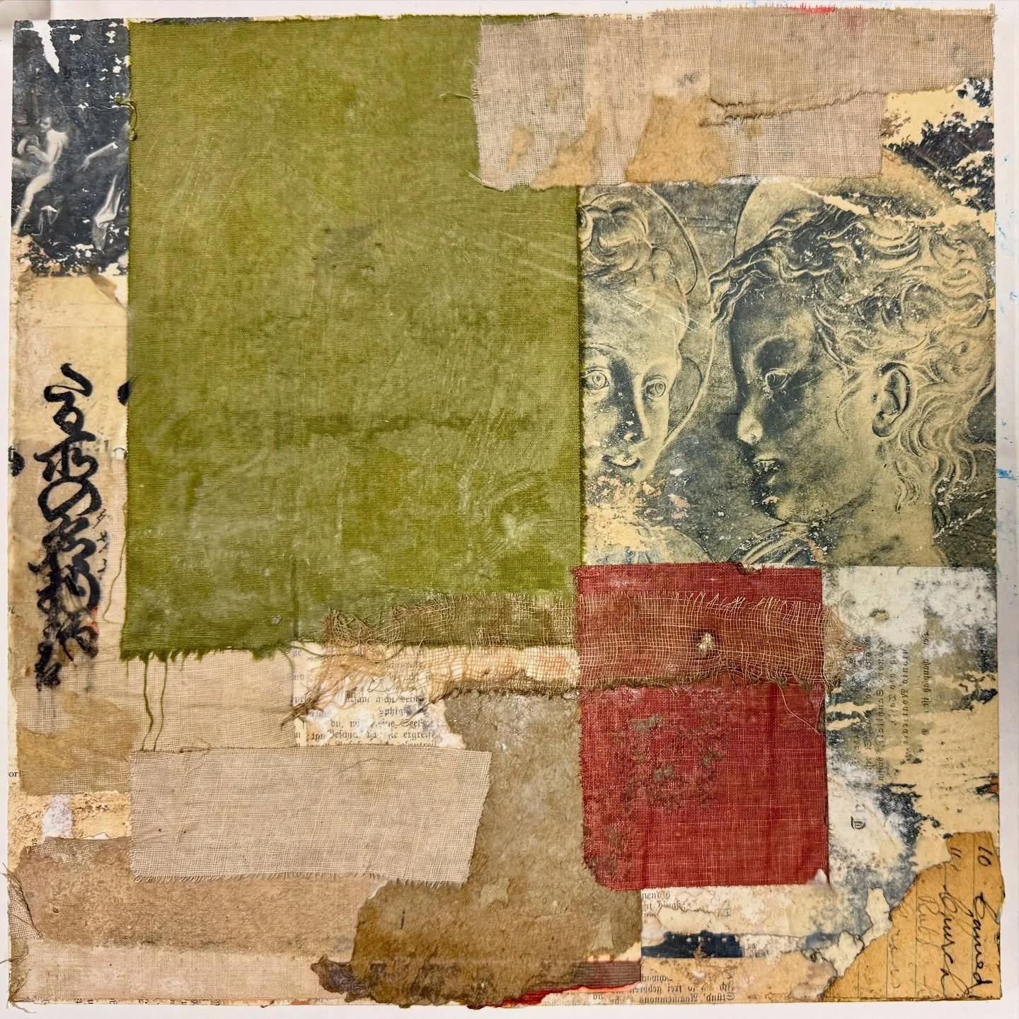 Another 12x12&rdquo; collage from the Aftermath series, repurposing wall and book parts from @unboundarts.llc 

#booklinenart #repurposedart #analogcollage #imperfectart #materialmatters