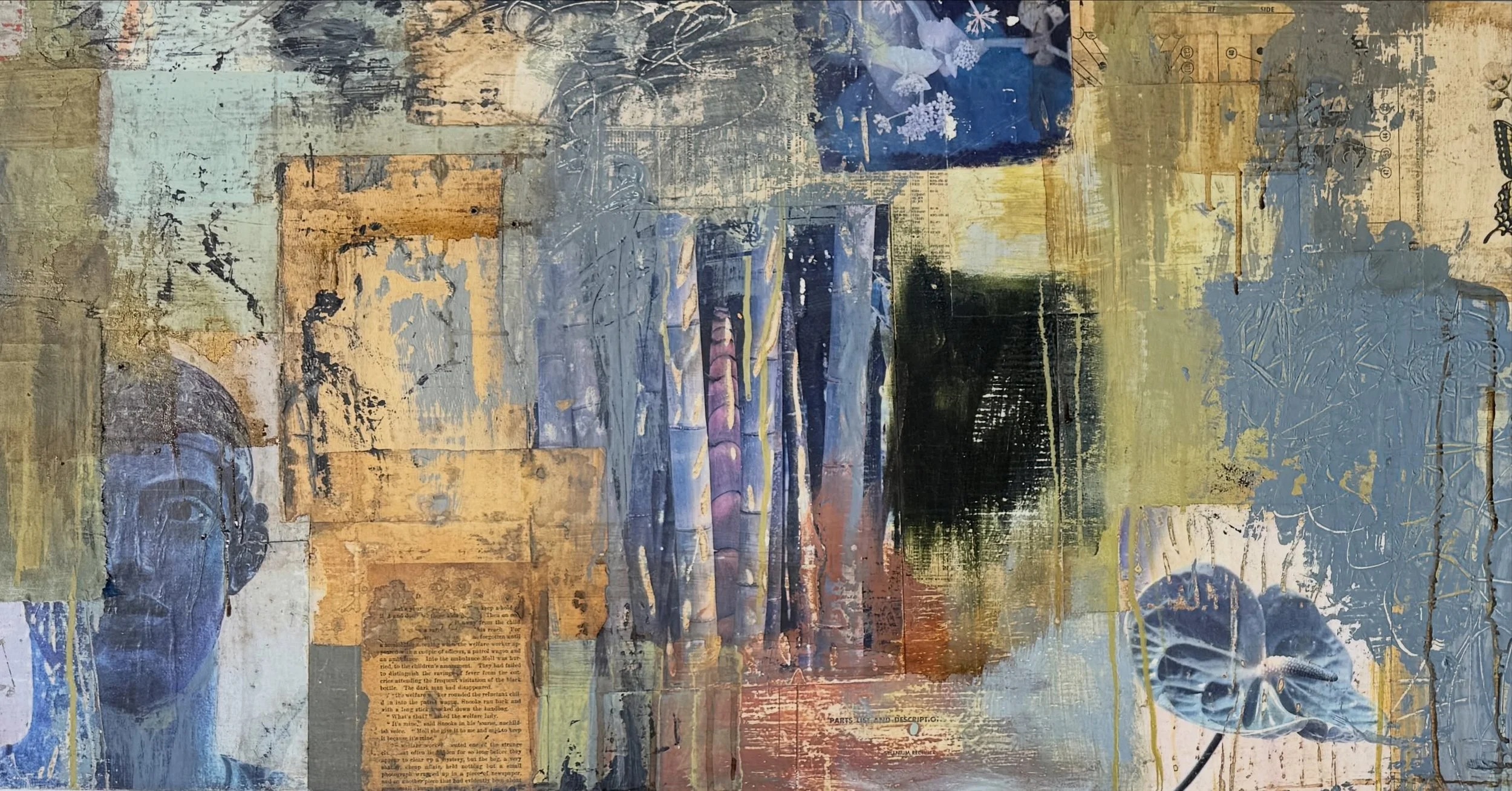 Found some time between wedding prep to paint on this @unboundarts.llc wall and hung it up in the kitchen. Still needs some tweaking, 62x20&rdquo;

#abstractart #contemporarymixedmedia @icb_art