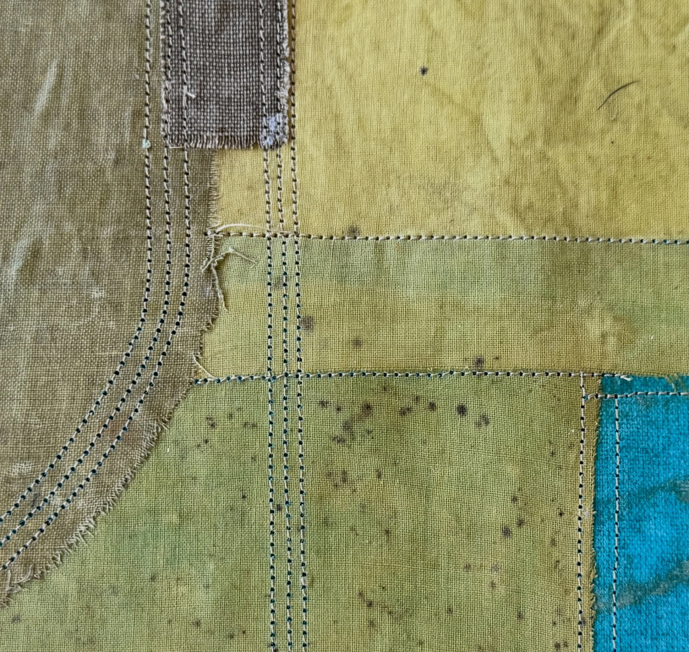Stitching aged linen book covers (that were part of @unboundarts.llc) with silk thread from France (that was given to me two decades ago) to handcrafted paper I bought in Bhaktapur, Nepal. The paper is  made from the inner bark of the Lokta bush, whi
