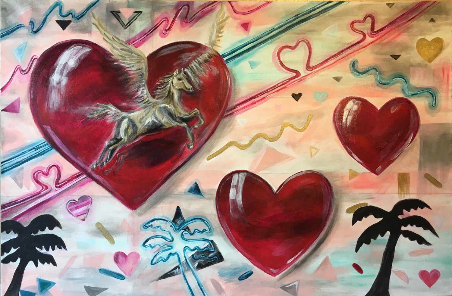 Pegasus Heart, Acrylic on Canvas, 24 x 36 inches, 2016