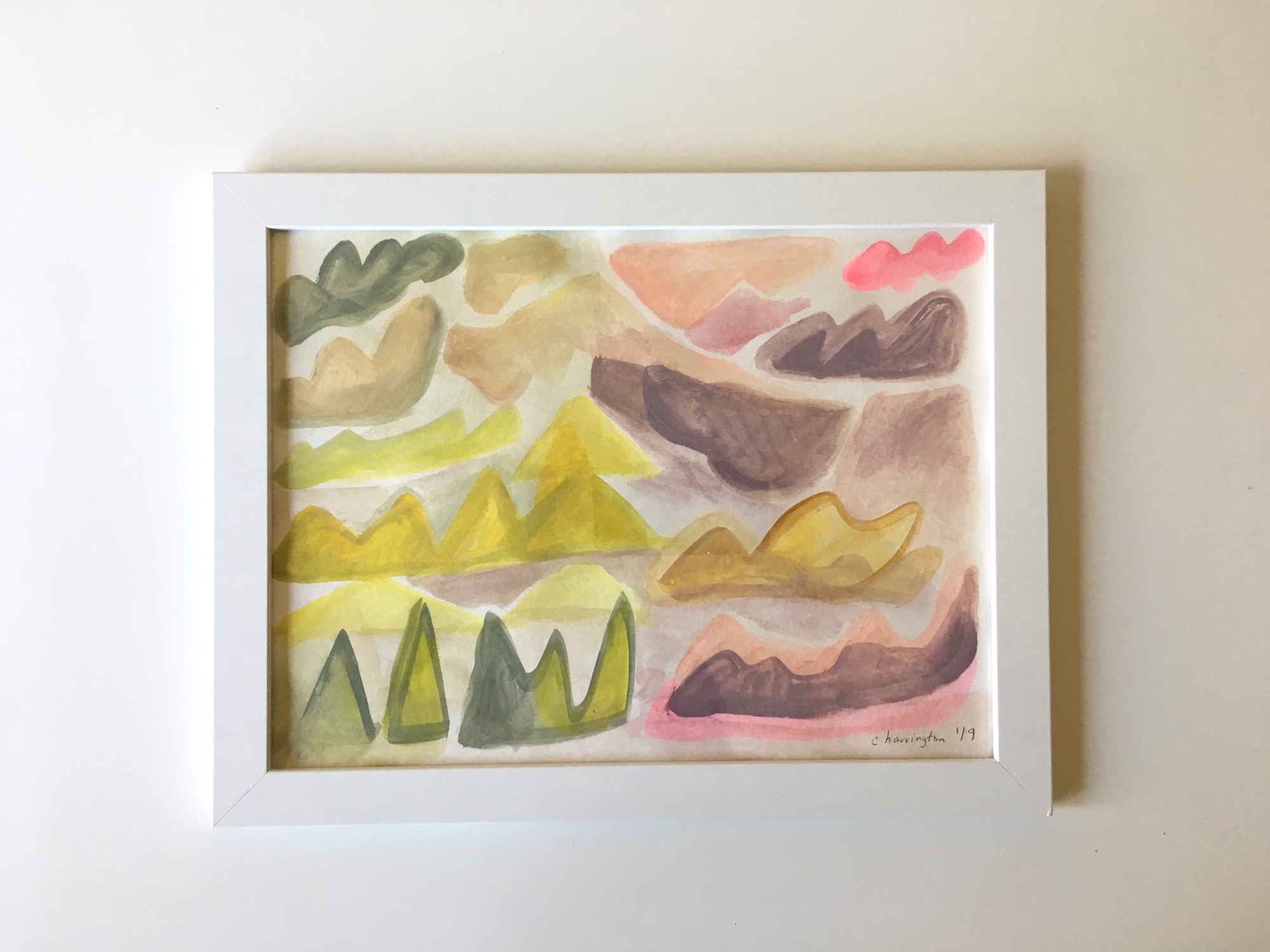 The Pastel Hills, Watercolor and Acrylic on Watercolor Paper, 9 x 12 inches, 2019