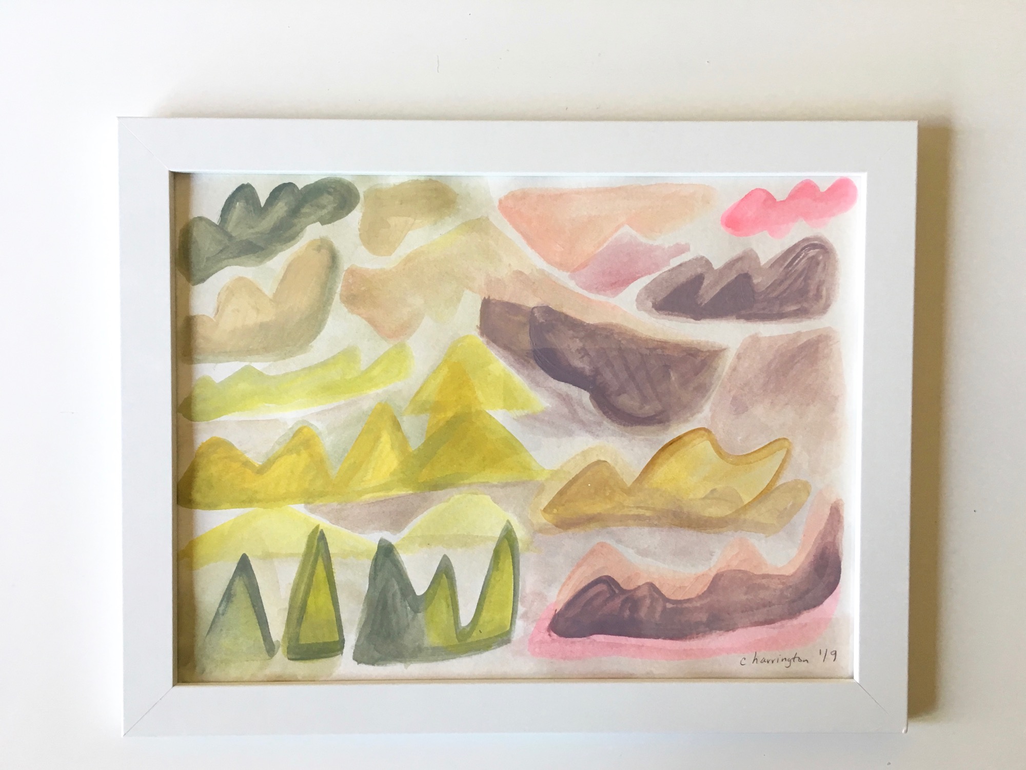 The Pastel Hills, Watercolor and Acrylic on Watercolor Paper, 9 x 12 inches, 2019