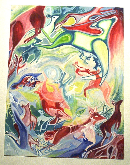 Reindeer, Gouache on Paper, 18 x 24 inches, 1997