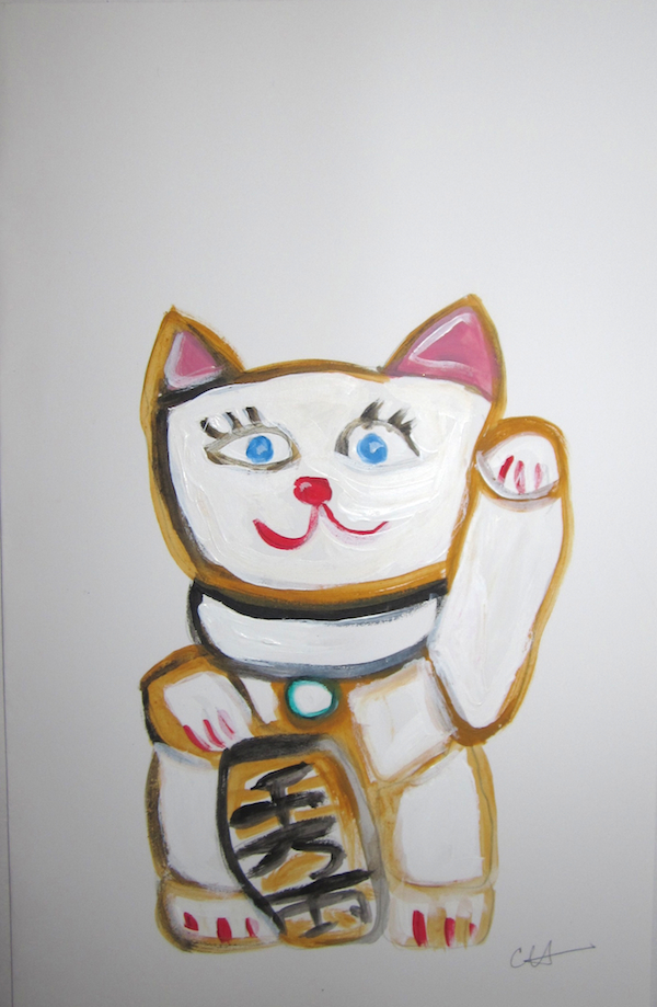 Happy Kitten, Acrylic on Paper, 5.5 x 8.5 inches, 2008