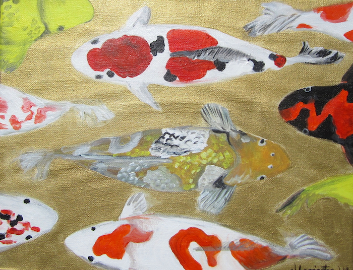 Koi Fish Varieties, Acrylic on Canvas, 11 x 14 inches, 2014