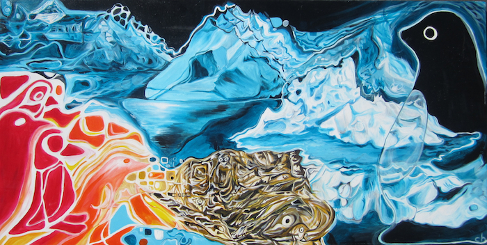 Melt of the Penguins, Acrylic on Canvas, 24 x 48 inches, 2007