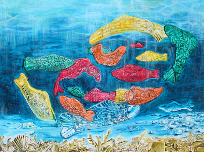 The Swedish Fish Painting, Acrylic on Canvas, 18 x 24 inches, 2011