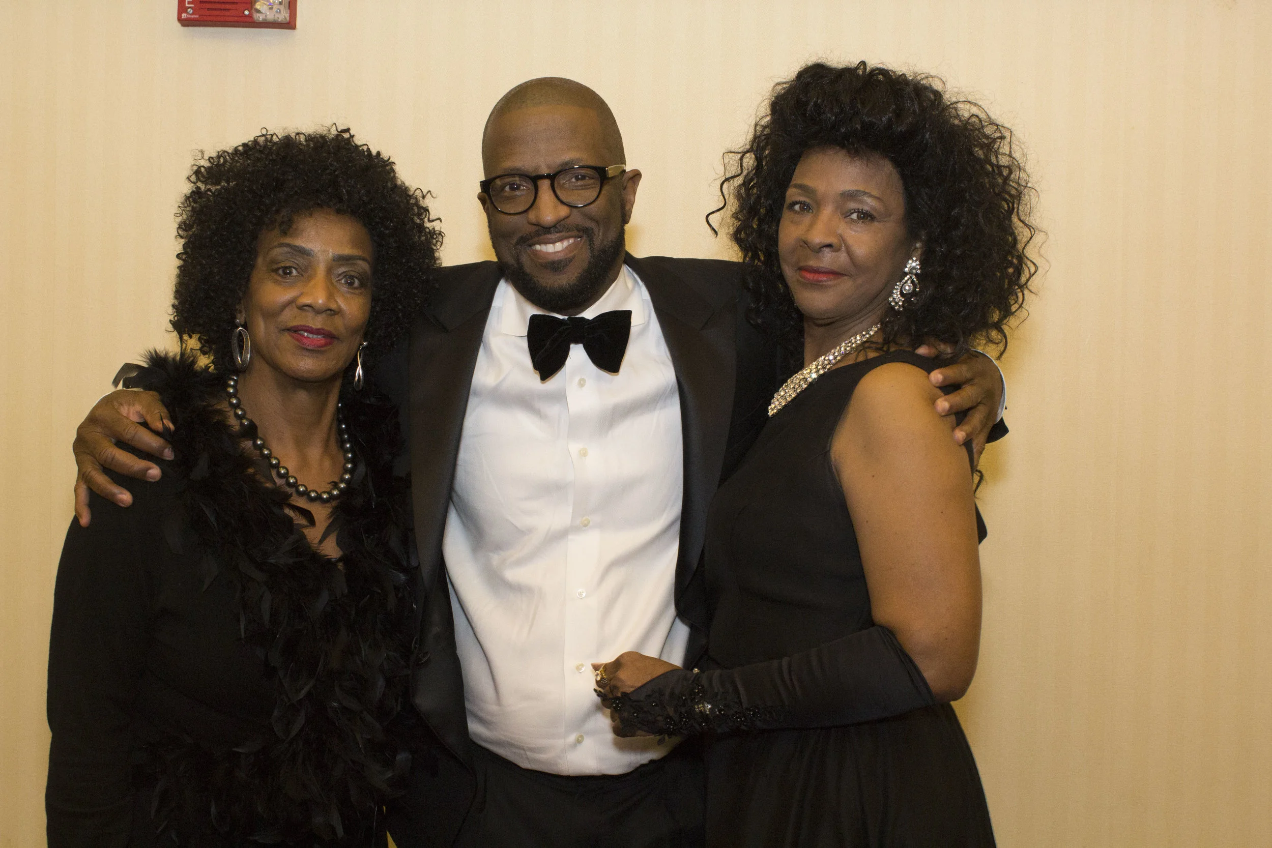 Board member Sadie McElroy, Rickey Smiley and Sandra Pratt