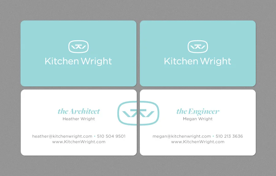 To play off Heather and Megan's close, sisterly bond, I designed the business cards so they form a complete logo when placed side-by-side.