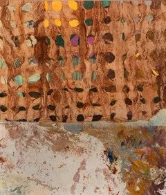 Searching , 2014 mixed media collage 17 7/8" x 16 1/4"