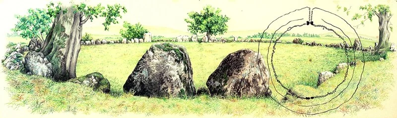 Lough Gur Alignment , 2006 mixed media on paper 17 1/2 " x 48 1/2 "