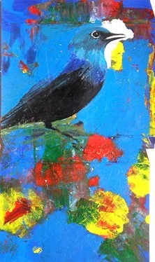 Box Top Bird IV , 2006 collage and acrylic on cardboard 21 7/8 " x 17"