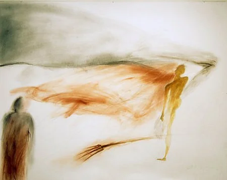 The Messenger , 2003 pencil, graphite, ink, barn paint powder, shellac on paper 48" x 60"