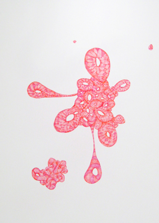 Julia Fernandez-Pol "Checkered Cell Species," 2009 ink on paper 35 7/8" x 28"