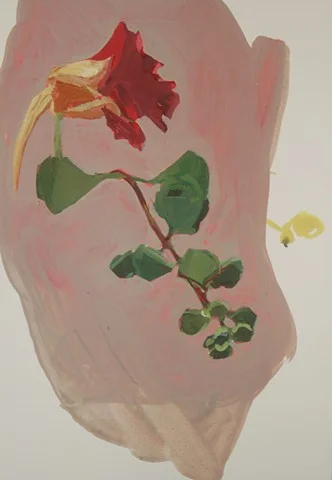 Red Nasturtium , 2014 gouache on paper 17" x 13 1/2 "