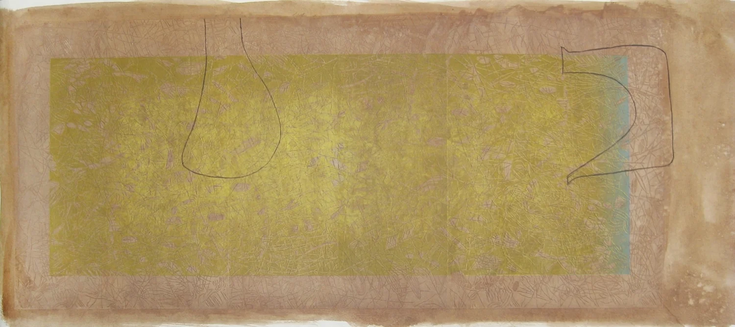 "Persian with Drawings," 2013, 1/1A woodcut print on Japanese paper with Walnut 72 1/2" x 28"