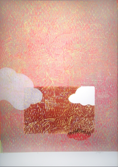 "Forecast," 2012 3/3 woodcut print 43 1/4" x 31 3/8"
