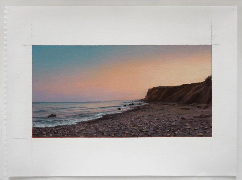 Sunset From Montauk Point , 2012 oil on paper 14" x 17"