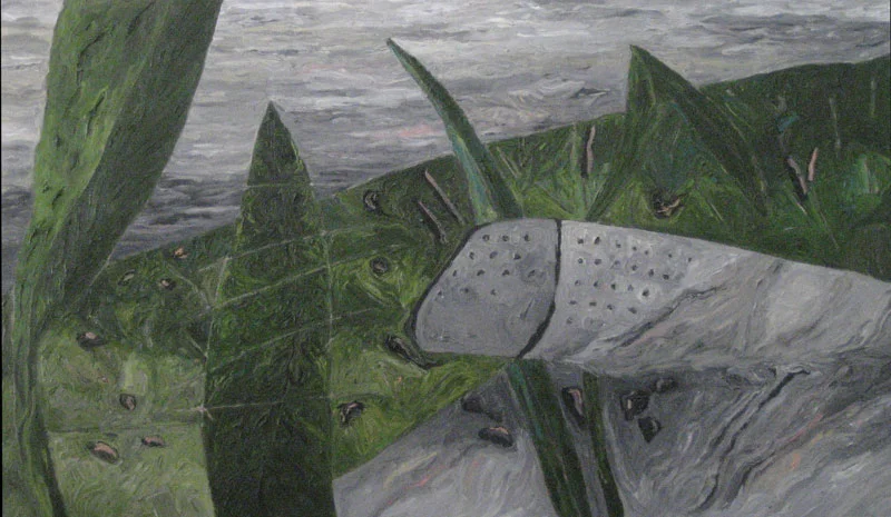 L. Intrusion , 2013 oil on canvas 32 3/4" x 55 1/4"